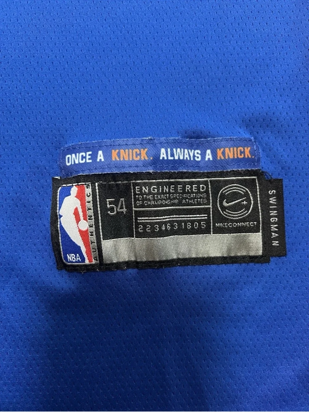 Nike NY Knicks Jalen Brunson Icon Edition Jersey Blue 54 Swingman Sphere Patch